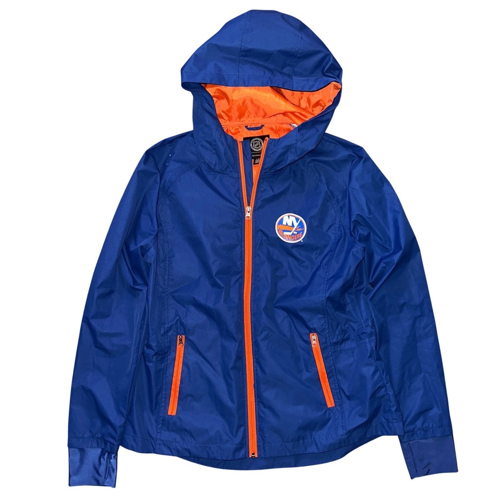 NHL G-III Sports New York Islanders Womens Blue Windbreaker Hooded Jacket L